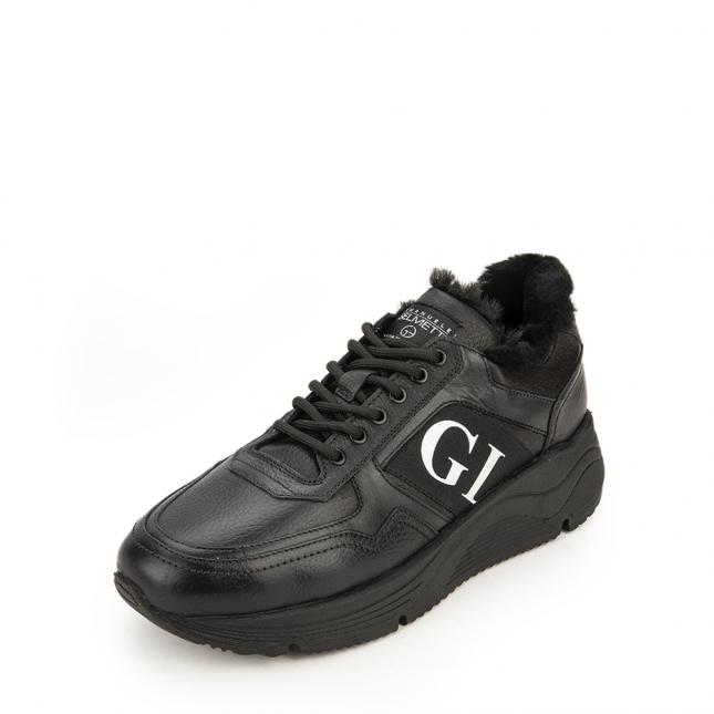 Чёрные кроссовки из натуральной кожи Emanuele Gelmetti Emanuele Gelmetti