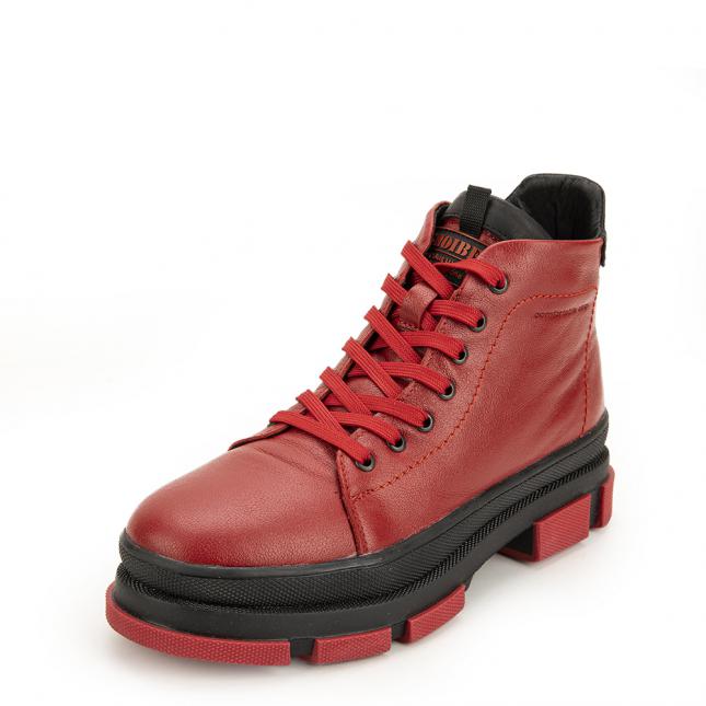 Красные высокие ботинки из натуральной кожи SHOIBERG SHOIBERG
