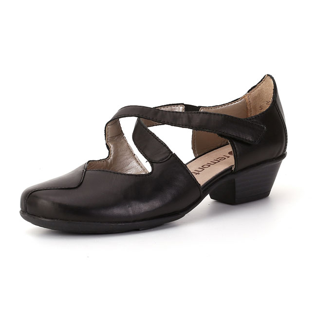 Чёрные туфли с открытой стопой из натуральной кожи Remonte Remonte